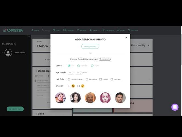 How to generate Persona's name and photo in UXPressia