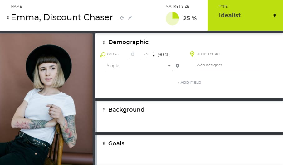 persona with basic sections